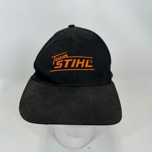 STIHL Team Black Snapback Hat Orange Embroidered Logo Baseball Cap Howe Mens